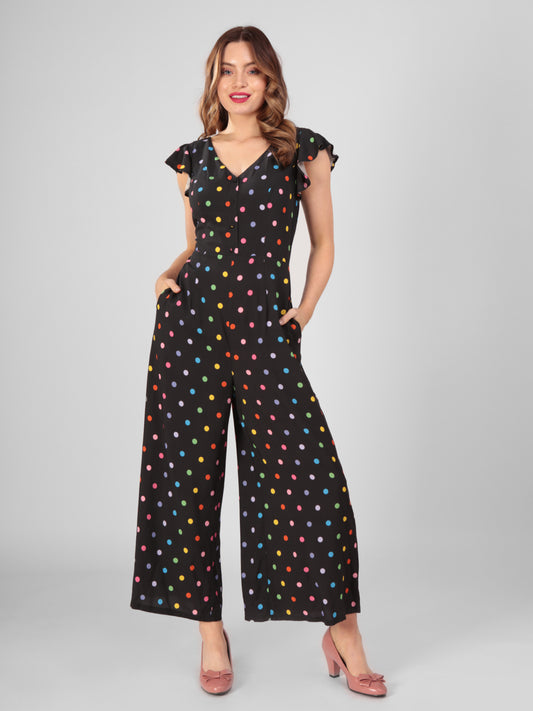 Thelma Rainbow Polka Dot Jumpsuit