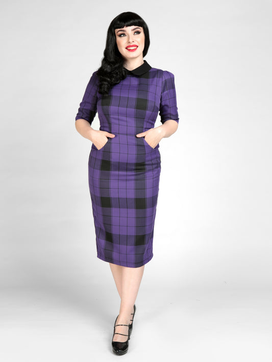 Winona Violet Check Pencil Dress