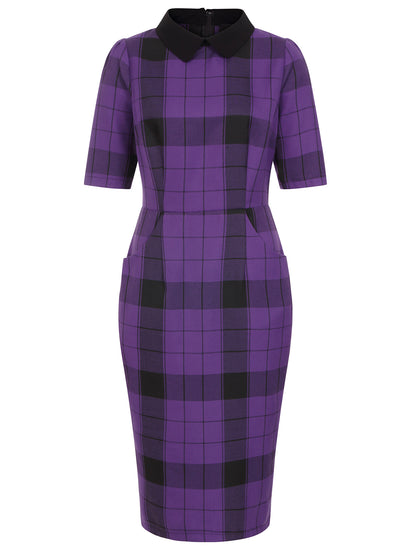 Winona Violet Check Pencil Dress