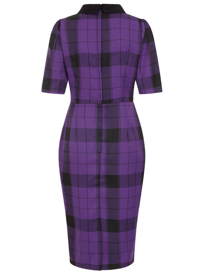 Winona Violet Check Pencil Dress