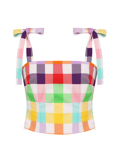 Ylenia Rainbow Gingham Top