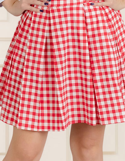 Anita Mini Geometric Box Pleated Skirt - Lindy Bop